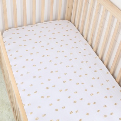 Metallic Gold Cotton Muslin Baby Boy crib bedding