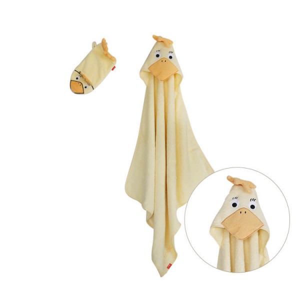 yellow duck baby hooded towel + wash cloth baby bath