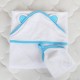 blue trim bamboo baby hooded towel + wash cloth baby bath