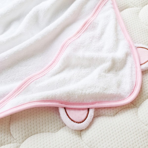 pink trim bamboo baby hooded towel + wash cloth baby bath