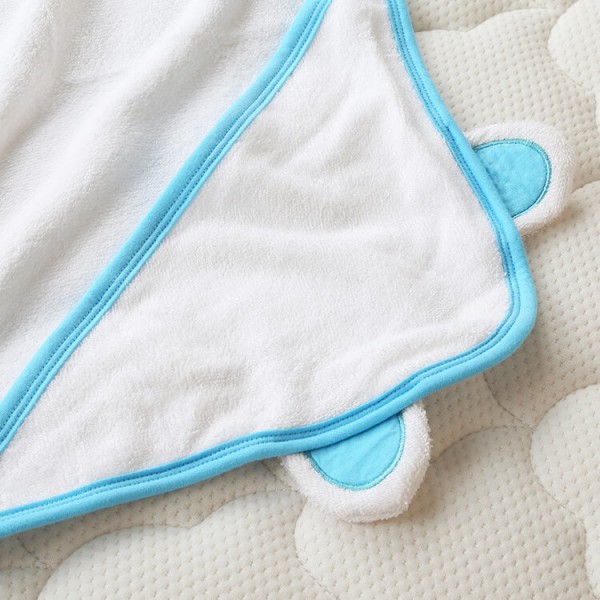 blue trim bamboo baby hooded towel + wash cloth baby bath
