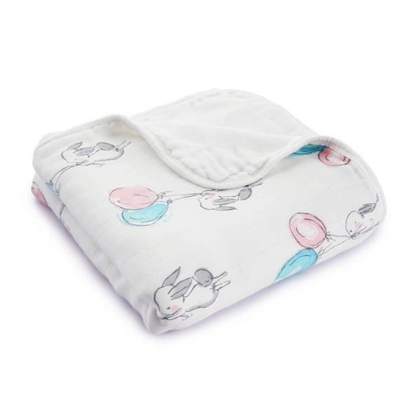 Rabbit And Balloon Muslin Blankets For Babies