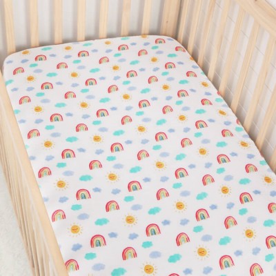 Rainbow muslin baby cot sheet