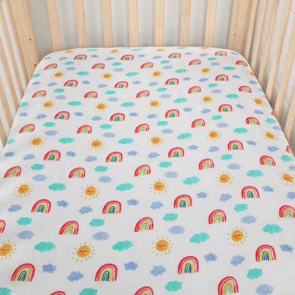 Rainbow muslin baby cot sheet